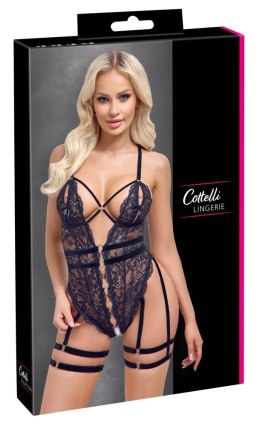 Cottelli Lingerie Body Koronkowe Czarny M z Odpinanymi Paskami