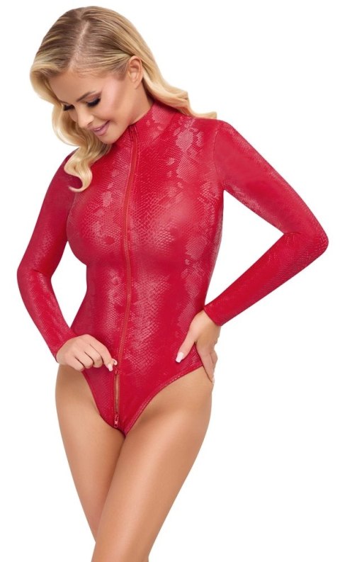 Cottelli PARTY Body XL imitacja skory węża czerwona, długi rękaw Cottelli PARTY Body XL imitacja skory węża czerwona, długi rękaw