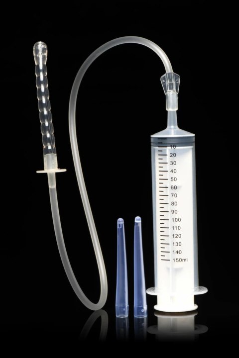 XR Brands Enema Syringe 150 ml z 3 końcowkami i przewodem 60 cm XR Brands Enema Syringe 150 ml z 3 końcowkami i przewodem 60 cm