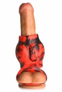 XR Brands Hell Hound Red - silikonowy pierścień z funkcją rozciągania