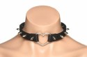 XR Brands Spiked Heart Choker Black - Pasek z Ćwiekami Vegan 42 cm