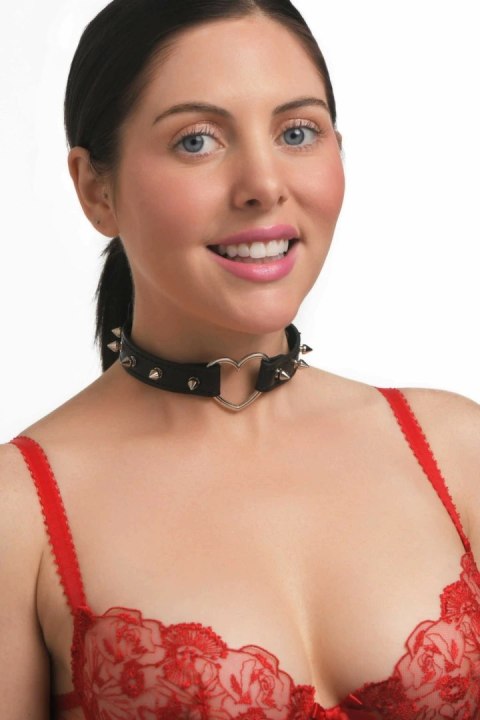 XR Brands Spiked Heart Choker Black - Pasek z Ćwiekami Vegan 42 cm XR Brands Spiked Heart Choker Black - Pasek z Ćwiekami Vegan 42 cm