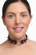 XR Brands Spiked Heart Choker Black - Pasek z Ćwiekami Vegan 42 cm