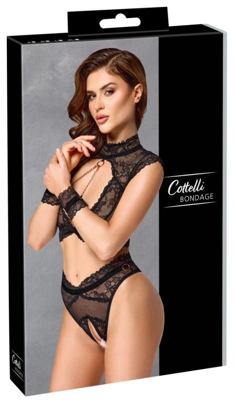 Cottelli Bondage Zestaw Koronkowy z Kajdankami Czarny S Cottelli Bondage Zestaw Koronkowy z Kajdankami Czarny S