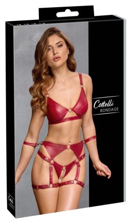 Cottelli Bondage komplet matowy czerwony 3-częściowy M regulowany