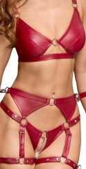 Cottelli Bondage komplet matowy czerwony 3-częściowy M regulowany
