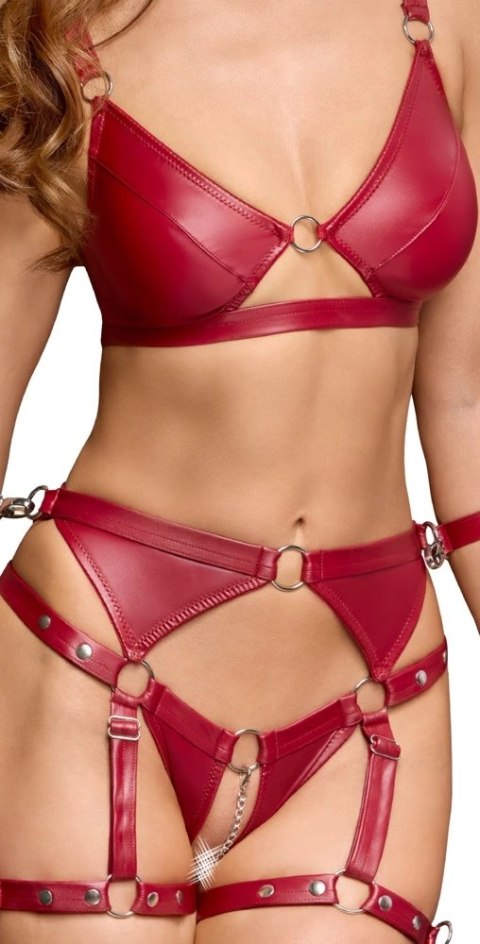 Cottelli Bondage komplet matowy czerwony 3-częściowy M regulowany Cottelli Bondage komplet matowy czerwony 3-częściowy M regulowany