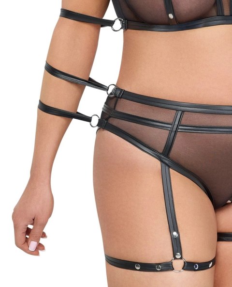 Cottelli Bondage komplet z topem, majtkami i mankietami 2XL czarny Cottelli Bondage komplet z topem, majtkami i mankietami 2XL czarny