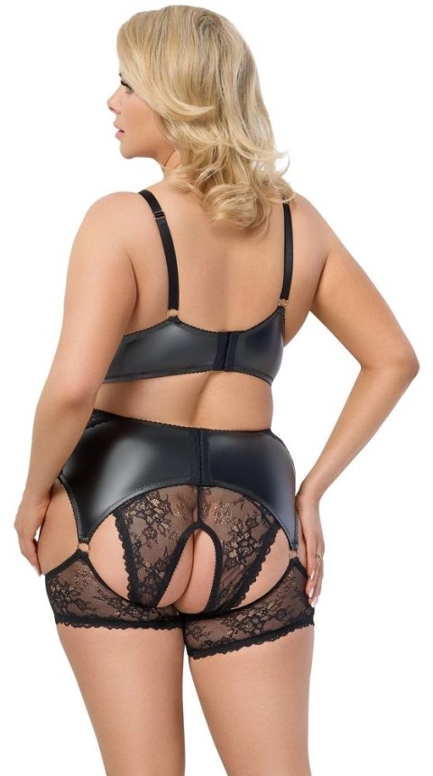 Cottelli CURVES 3-częściowy komplet koronkowy czarny XL z akcentami rożowego złota Cottelli CURVES 3-częściowy komplet koronkowy czarny XL z akcentami rożowego złota