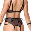 Cottelli Collection BONDAGE komplet 3-częściowy czarny M z mankietami