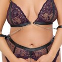 Cottelli Collection Bondage Komplet Koronkowy 2XL Fioletowy z Mankietami