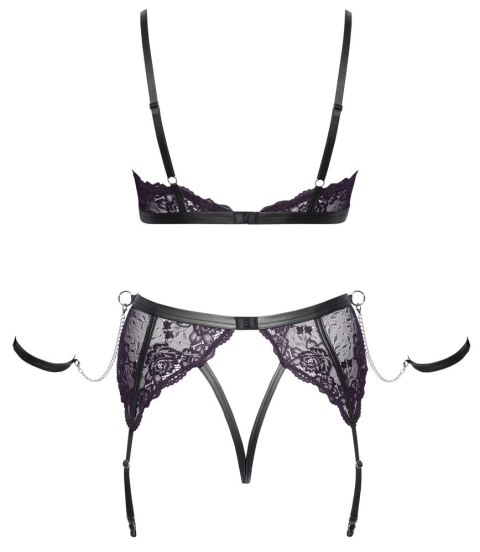 Cottelli Collection Bondage Komplet Koronkowy 2XL Fioletowy z Mankietami Cottelli Collection Bondage Komplet Koronkowy 2XL Fioletowy z Mankietami