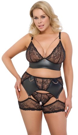 Cottelli Curves 3-częściowy komplet koronkowy czarny 2XL regulowany