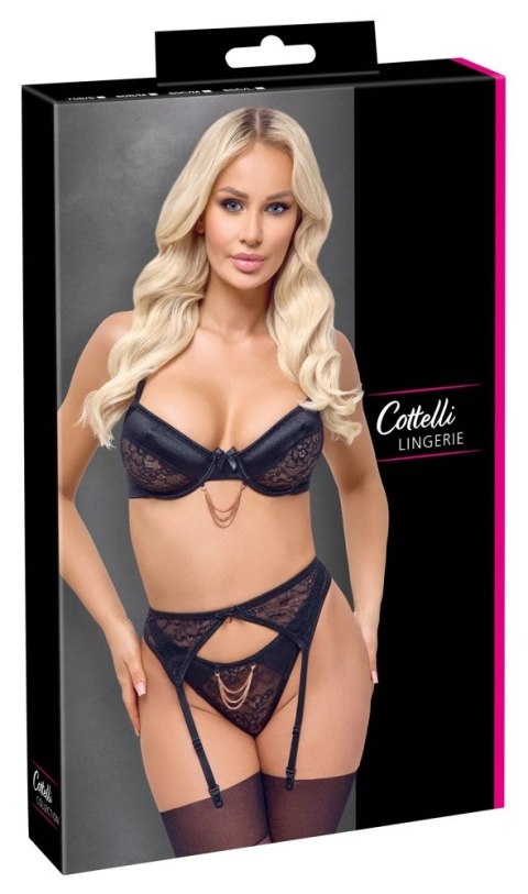 Cottelli Lingerie Komplet 3-częściowy Koronkowy Czarny 80C/M Cottelli Lingerie Komplet 3-częściowy Koronkowy Czarny 80C/M
