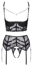 Cottelli Lingerie komplet koronkowy 3-częściowy czarny 85B/L