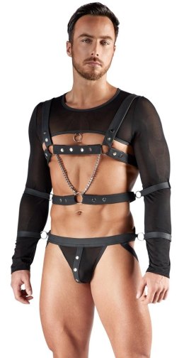 Svenjoyment Bondage Top Uprząż 4 Mankiety Czarny 2XL Elastyczny