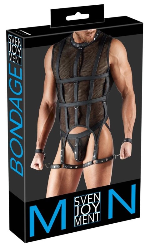 Svenjoyment Bondage koszulka siateczkowa z uprzężą i kajdankami L czarna Svenjoyment Bondage koszulka siateczkowa z uprzężą i kajdankami L czarna