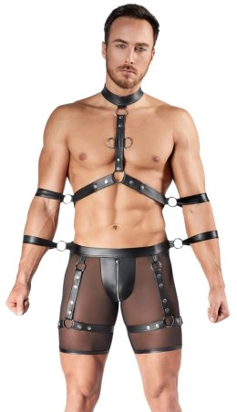 Svenjoyment Bondage zestaw spodenki z uprzężą i szelkami XL czarny