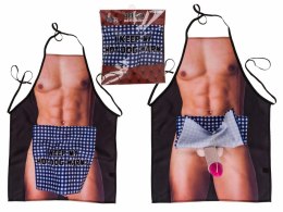 Apron Fartuch kuchenny z pluszowym elementem, napis I keep my hot dog warm