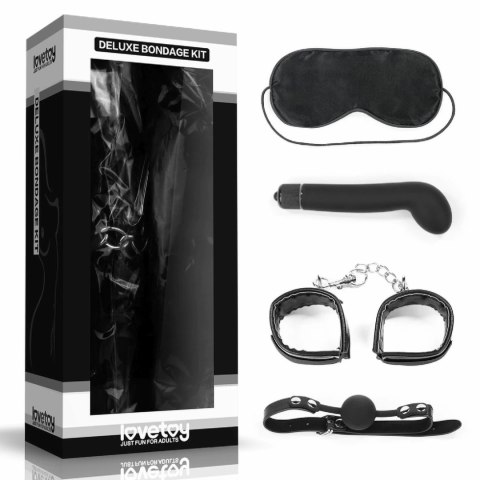 Lovetoy Deluxe Bondage 4-elementowy zestaw akcesoriow BDSM czarny Lovetoy Deluxe Bondage 4-elementowy zestaw akcesoriow BDSM czarny