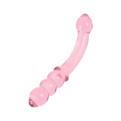 Nobu Glass Gems Rose Bead Wand szklana dwustronna wygięta prążkowana Nobu Glass Gems Rose Bead Wand szklana dwustronna wygięta prążkowana