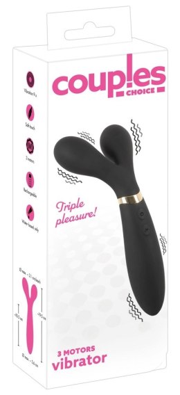 Couples Choice 3-Silnikowy Dwustronny Model Widełkowy Czarny 19,5cm