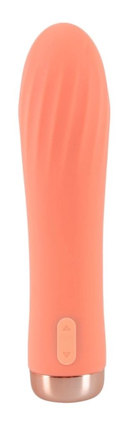 Peachy Mini Wibrator 10 Trybow Wibracji Rowkowany Pomarańczowy 13,6cm