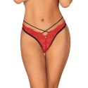 Obsessive Mettia Stringi koronkowe czerwone L/XL eleganckie paski