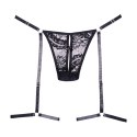 Allure Garters Stringi koronkowe z regulacją i srebrnymi detalami