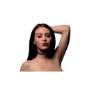 XR Brands choker skorzany z pierścieniem, czarny, regulowany rozmiar