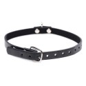 XR Brands choker skorzany z pierścieniem, czarny, regulowany rozmiar