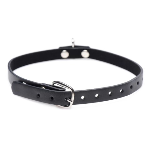XR Brands choker skorzany z pierścieniem, czarny, regulowany rozmiar XR Brands choker skorzany z pierścieniem, czarny, regulowany rozmiar