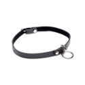 XR Brands choker skorzany z pierścieniem, czarny, regulowany rozmiar