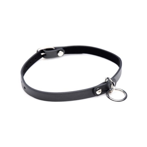 XR Brands choker skorzany z pierścieniem, czarny, regulowany rozmiar XR Brands choker skorzany z pierścieniem, czarny, regulowany rozmiar