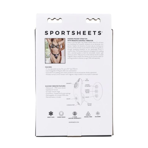 Sportsheets Hidden Pocket - Uprząż z kieszenią i pilotem, czarna, uniwersalna Sportsheets Hidden Pocket - Uprząż z kieszenią i pilotem, czarna, uniwersalna