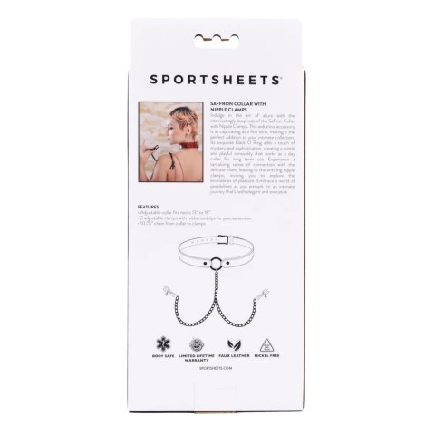 Sportsheets Saffron Collar regulowana obroża z łańcuszkiem czerwono-czarna Sportsheets Saffron Collar regulowana obroża z łańcuszkiem czerwono-czarna