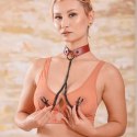 Sportsheets Saffron Collar regulowana obroża z łańcuszkiem czerwono-czarna