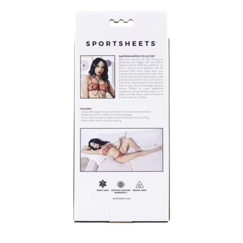 Sportsheets Saffron Zestaw Zaciskow z Łańcuszkiem, Regulowane, Czarny Sportsheets Saffron Zestaw Zaciskow z Łańcuszkiem, Regulowane, Czarny