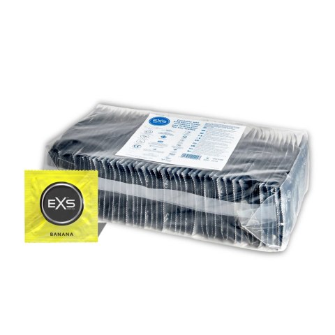 EXS Banana Flavour prezerwatywy 100 sztuk aromatyzowane żołte 54 mm EXS Banana Flavour prezerwatywy 100 sztuk aromatyzowane żołte 54 mm