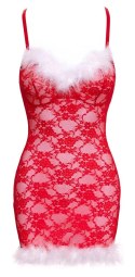 Cottelli Lingerie X-Mas Chemise L/XL z Czerwoną Koronką i Piorami
