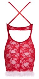 Cottelli Lingerie X-Mas Chemise L/XL z Czerwoną Koronką i Piorami