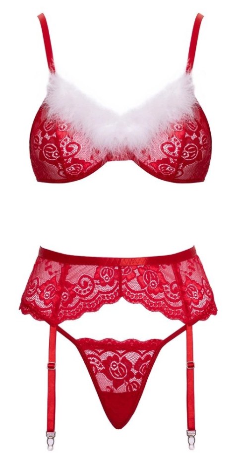 Cottelli Lingerie X-Mas komplet bielizny koronkowej S/M czerwień