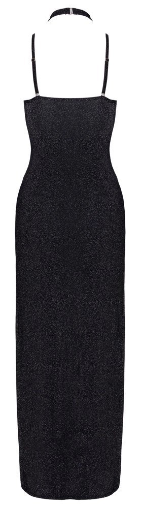 Cottelli PARTY długa sukienka S czarna z połyskiem i rozcięciami