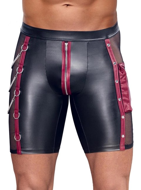 NEK Spodnie Męskie M z Łańcuchami, Matowa Czerń i Czerwone Detale