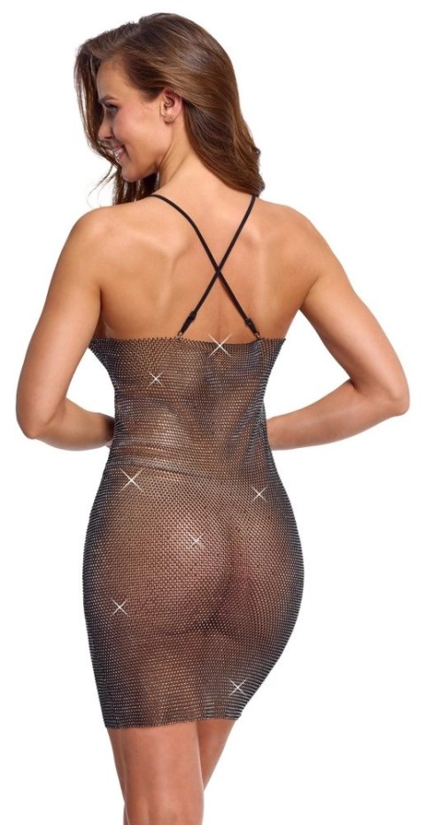 Cottelli PARTY Mini Sukienka Czarna S/M z Błyszczącymi Kryształkami