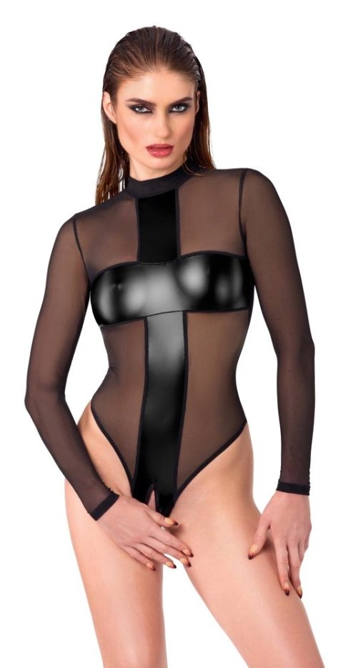Noir Handmade Body Cross L czarny, transparentny, długi rękaw