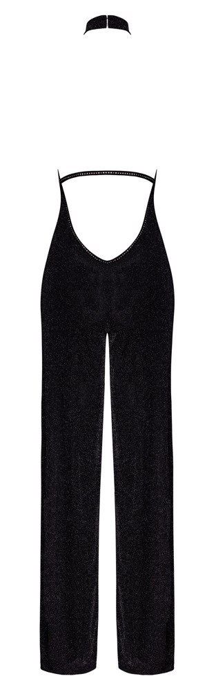 Noir Handmade Jumpsuit XL Czarny Połyskujący Z Odsłoniętymi Ramionami