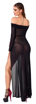 Noir Handmade Suknia Maxi Transparentna Czarna XL z Rozcięciem