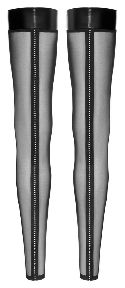 Noir Knee-highs S czarne pończochy bez stopy z połyskiem i zdobieniem