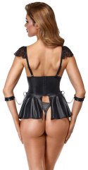 Cottelli Bondage Babydoll S z koronką i kajdankami, czarny